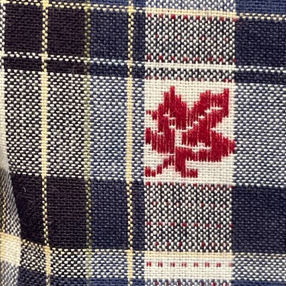 Bobbie Brooks Vintage Maple Leaf Blue Plaid Button Front shirt Large - Picture 3 of 7